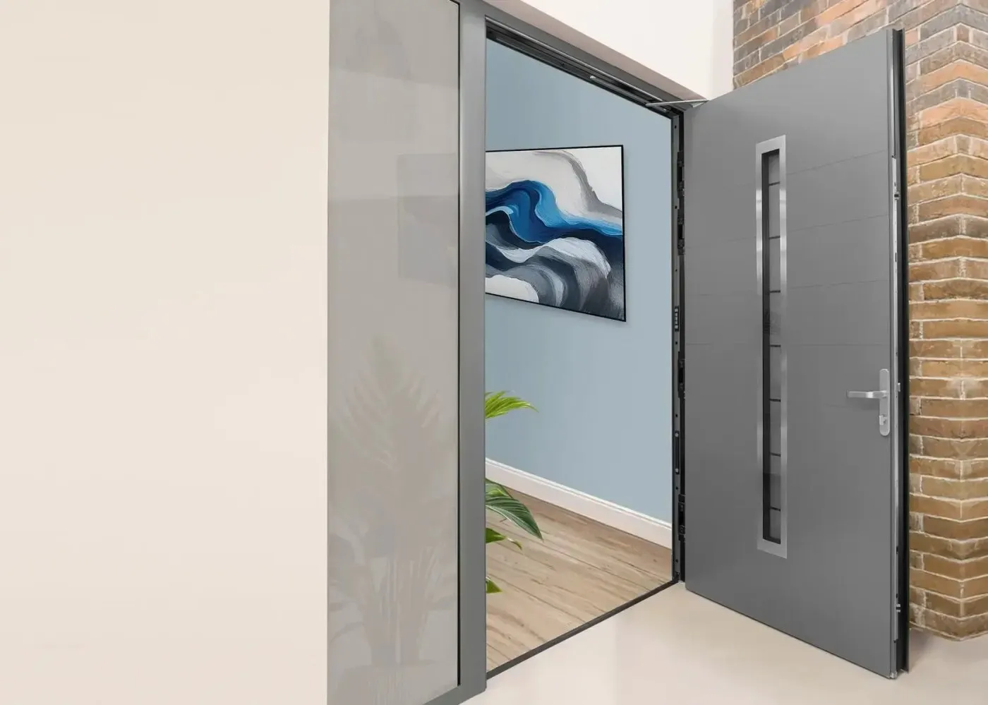 Aluprof aluminium entrance door in a contemporary house frontage